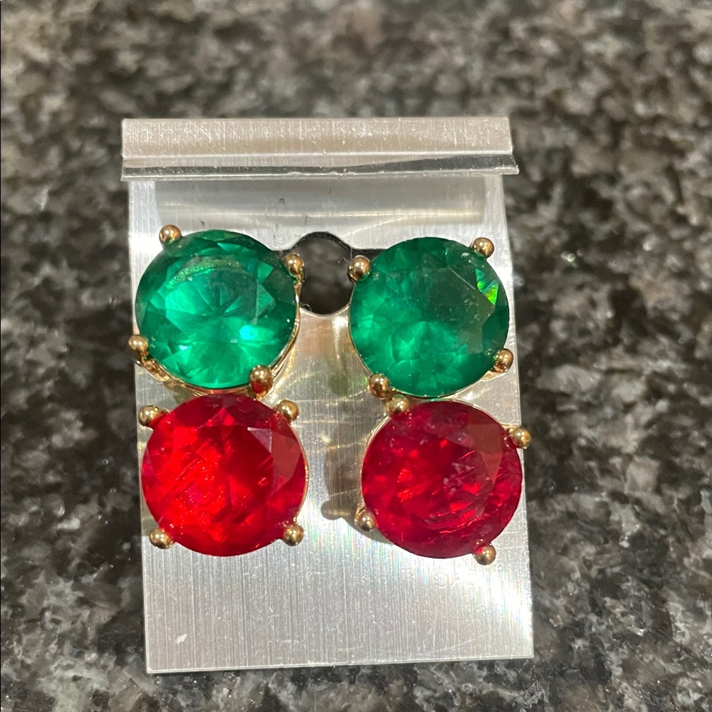 NEW Elegant Gold tone/Gemstone Stud Earrings for Christmas or stocking stuffers